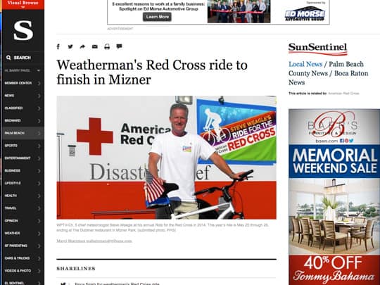 Weatherman's Red Cross ride to finish at Mizner