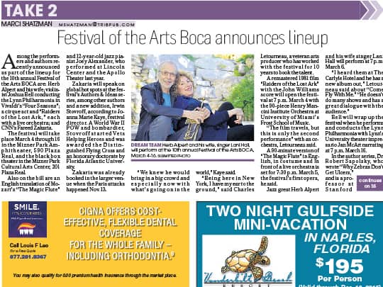 Polin PR Festival of the Arts BOCA Delray Tribune placement