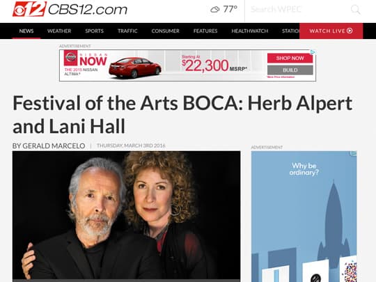 CBS12 feature on Herb Alpert and Lani Hall