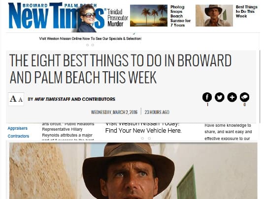 New Times cover Eight best things to do in Broward and Palm beach this week