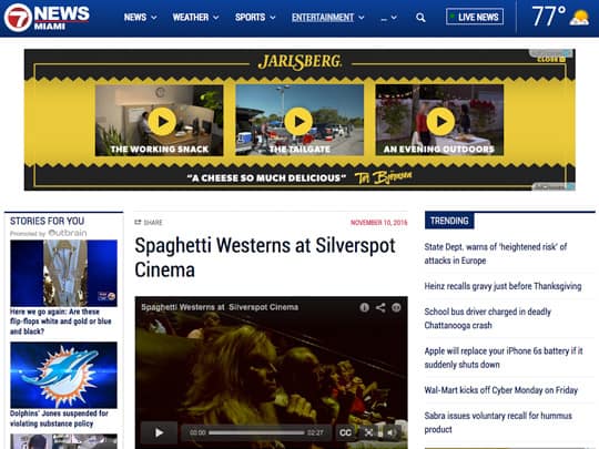 WSVN.com screenshot Silverspot Cinema placement