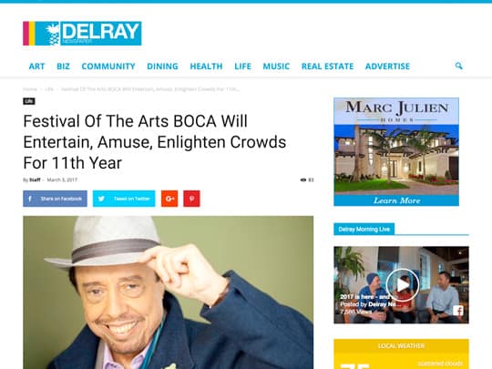 DelrayNewspaper.com story about Festival of the Arts BOCA