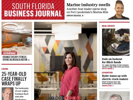 South Florida Business Journal Cover Sept 2017