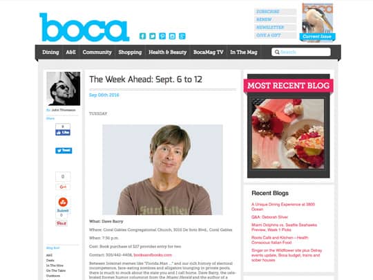 The week ahead web page bocamag.com