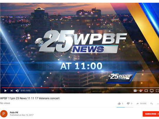 video screenshot of WPBF News, placement by Polin PR