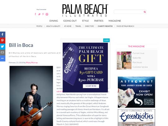 PalmBeachIllustrated.com story placed by Polin PR for Festival of The Arts BOCA
