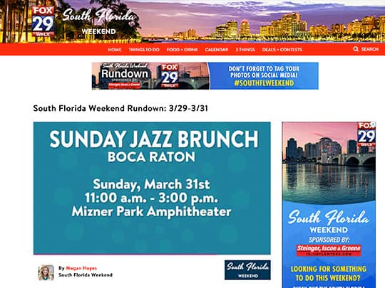 Polin PR placement in SouthFloridaWeekend.com for City of Boca Raton